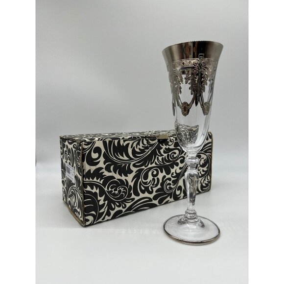 Allegro Platinum Overlay Flute Champagne Glass - Picture 2 of 3